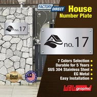 House Number Plate Nombor Rumah 门牌 Stainless Steel 304 白钢门牌 C6110