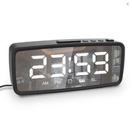 5.1'' Digital Alarm Clock Radio, Mirror Alarm Clock, 3 Levels Dimmer, FM Radio with Sleep Timer, Adjustable Volume, Dark Mode, Alarm with Snooze, 12/24H Alarm Clocks for Bedroom Be