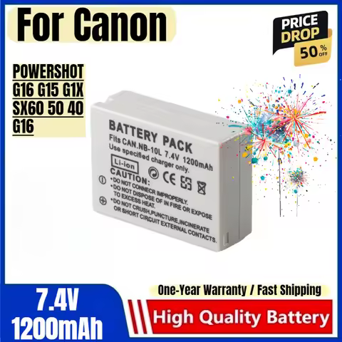 NB-10L Battery 7.4V 1200mAh Rechargeable Batteries and Charger for Canon POWERSHOT G16 G15 G1X SX60 