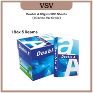 【A4 Paper 1 Box】Double A Premium 80gsm A4 Paper 5 x 500 sheets (Only Can Order 1 Carton Per Order)