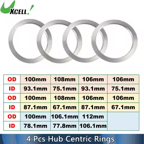 UXCELL 4pcs OD 100/108/106/106.1/112mm to ID 93.1/75.1/87.1/67.1/78.1/77.8/106.1mm Car Wheel Hub Cen