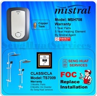 MISTRAL MSH708 INSTANT WATER HEATER WITH CLASSICLA TS7009 RAIN SHOWER [ FREE REPLACE INSTALL ]