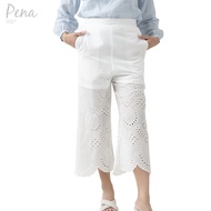 Pena house กางเกงขายาวห้าส่วน แต่งฉลุลาย PWPL082401