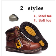 Caterpillar safety shoes Steel toe boots Men Genuine Leather Ankle Boots