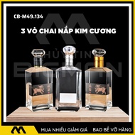 Vỏ chai thủy tinh nắp chai kim cương hoàng gia cực sang trọng dùng làm vỏ chai rượu trang trí vỏ cha