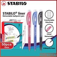 Stabilo Liner 348 Retractable Ball Pen 50pcs/box Extra Fine (0.5mm) / Fine (0.7mm) / Stabilo 348 Bal