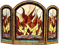 Fireplace Screens Fireplace Screen 3-Panel Y Style Stained Glass 28.5 in T X 42.1 in W Fireplace Screen Flat Fireplace Screens Decorative The New