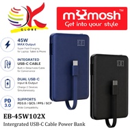 MYMOSH EB-45W102X 45W Fast Charging Power Bank Built-in USB-C Cable PD3.0 QC5 Portable Power bank (B