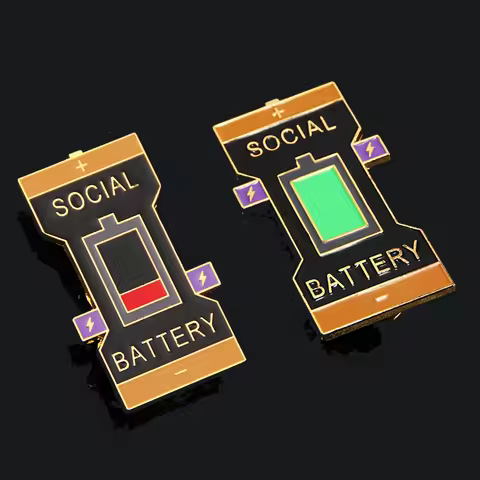 Interactive Social Battery Enamel Pin Mental Well Being Spinning Pins Mood Expressing Badge Brooch B