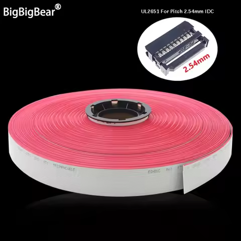 1~20m Flat Data Cable UL2651 Gray 1.27mm Wire 28AWG 10 14 16 20 26 30 34 40 50 60 Pins 300V for 2.54