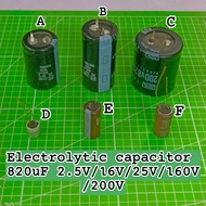 Electrolytic capacitor 820uF 2.5V/16V/25V/160V/200V