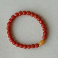 8mm天然原礦南紅 老蜜蠟棗珠設計單圈手串s