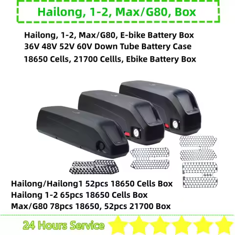 Original Hailong 1-2 Hailong 2 Hailong max G80 Ebike Battery Box 36v 48V 52V 52 65 78 pcs 18650 52 p