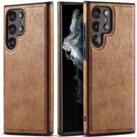 PU Leather Cover For Samsung Galaxy S26 S25 S24 S23 Ultra S22 Plus + Soft Slin Thin Business Phone C