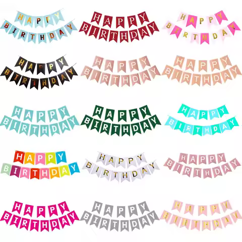 New 1set Happy Birthday Decoration Birthday Party Bunting Garland Baby Shower Supplies Paper Banner