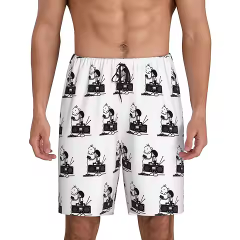 Custom Diary Of A Wimpy Kid Old School Short Pajama Pants Men Sleepwear Sleep Lounge Bottom Shorts S