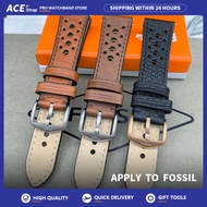 FOSSIL Leather Watch Strap - 22mm Brown/Black Thick & Breathable (Universal Fit for Men's Watches)