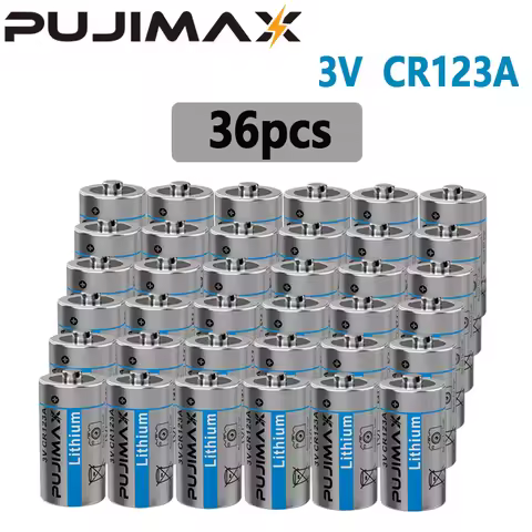 PUJIMAX 36/24/24-cell 3V CR123A Lithium Battery Single-Use Battery, With Stable Voltage and High Per