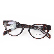 【5積分】成色極佳☆PRADA VPRA11- D淨化草本 Logo 眼鏡，ブラウン大理石紋，49□22，示範鏡片，含眼鏡​​盒，義大利製造，女士款