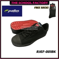FREE SOCKS KASUT SEKOLAH PALLAS REJAM HITAM BERTALI (PALLAS RJ07-001) (PALLAS SCHOOL SHOES)