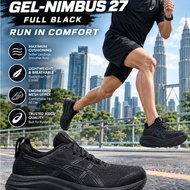 ASICS GEL-NIMBUS 27 Full Black Running Shoes Lelaki Wanita Kasut Lari Jogging Walking Original Ready