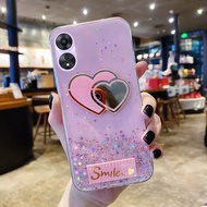 KONSMART Heart-Shaped Mirror Phone Casing for OPPO A18 A38 4G A58 4G A78 4G 5G A98 5G Newest 2023 Bling Glitter Star Space Soft TPU Flexible Phone Case OPPO A78