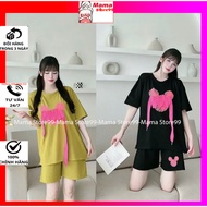 Beautiful left-shaped Cotton maternity clothes to wear at home, round neck, comfortable and convenie