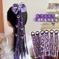 New Kuromi Bow Girls Wig Braid Hair Ring Dirty Braid Hair Clip Cute High Elasticity Does Not Hurt Ha
