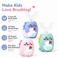 Kids U Shape Electric Toothbrush Sonic Silicone Head 45s Timer IPX7 Waterproof USB Rechargeable for 