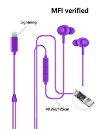 帶有 Lightning 連接器的有線即插即用入耳式耳機,適用於 Iphone 11 12 13 14 打電話