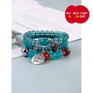 3Pcs Bohemian Beaded Bracelet Set With Love Charm Friendship Gift for Women Girls