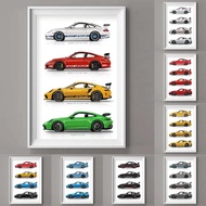 Poster Kereta 911 GT3 RS Supercar Cetak Kanvas Lukisan Dinding Seni Hiasan Dinding Hadiah Untuk Penc