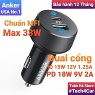 Anker A27 A2721 A2722 2-port car fast charger 33W 24W for IP X 11 12 Plus S10 S20 Note 10 20 Tuan Ha