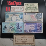1Set7pcs (i) 30-90%New Mix Foreign Set Brunei, Hong Kong, Singapore, Malaya, Germany Duit Lama (Coll