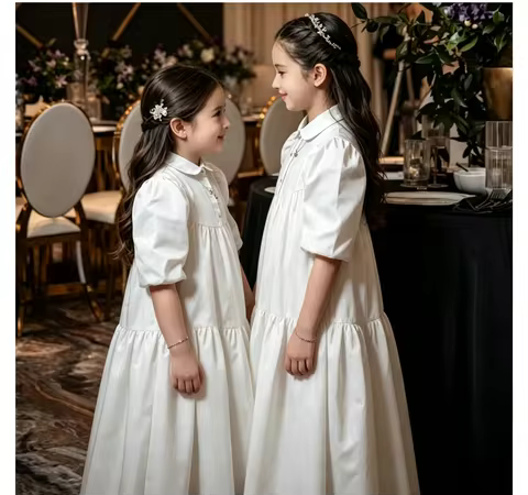 DORIS Custom Flower Girl Dress Short Sleeve Birthday Party Children's First Communion Ball Wedding G