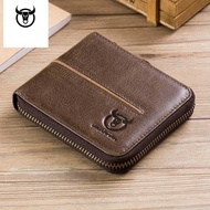 Mens Genuine Leather Wallet Business ID Card Holder Billfold Zipper Purse Wallet Clutch Brand Coin holder Male Wallet
