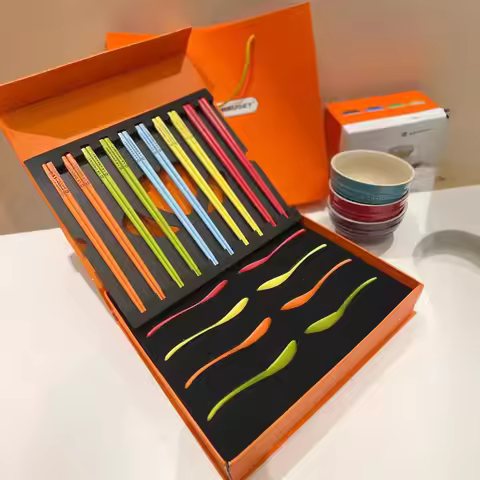 Hot French Le Creuset Rainbow Ceramic Chopsticks Healthy Dining Set Box Colorful Tableware Home Kitc
