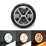 7 "đèn LED tròn Đèn Pha Cafe racer cho Yamaha Harley ROAD KING Jeep Wrangler JK đôi mắt thiên thần H