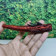 Once pipa cangklong akar bahar sadi warna merah ukir naga galak