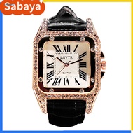 Pinangay Women Square Dial Roman Numbers Faux Leather Strap Quartz Analog Wrist Watch