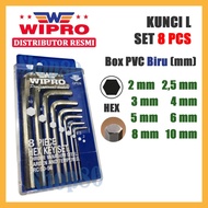 Wipro L Key Set 8 pcs Hex Key 2 2.5 3 4 5 6 8 10 2mm 2.5mm 3mm 4mm 5mm 6mm 8mm 10mm 2 - 10 mm PVC Bo