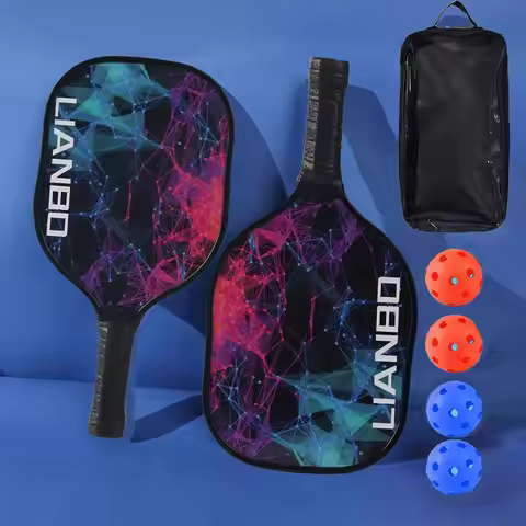 Pickleball Rackets Set Pickleball Paddle Set of 2 Rackets & 4 Pickleballs Balls Beach Tennis Pickleb
