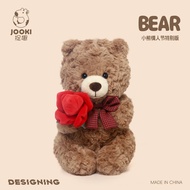 (Genuine Jooki)Bear teddy bear holding flowers, Bear wearing a high-quality bow. Bear stuffed animal