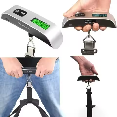110Lb/50Kg Hanging Baggage Scale Digital Luggage Scale LCD Display Portable Suitcase Weighing Scale 