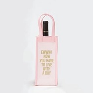 8 Oak Lane Canvas Live With A Boy Wine Bag, 10" x 4.5" x 4.25", Pink