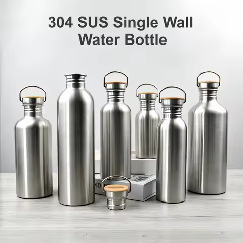 500-2000ml Stainless Steel Sport Water Bottle Single-layer Rugged Water Cup Metal Bottle Drinkware C