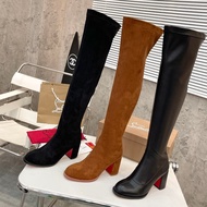 Women's boots, 22 inches high. Fabric: Stretch suede, leather, insides: sheepskin, outsole, rubber, 