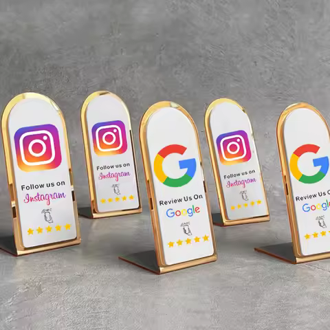 NFC Google Tap to Review Stand - Table Display for Google Reviews NFC Acrylic Stand Display