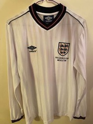 英格蘭1986年墨西哥世界盃復刻版球衣(中碼） 印連尼加