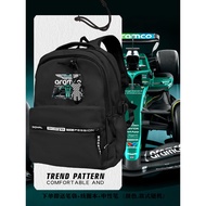 Aston Martin F1 Formula Car Fan Backpack Student School Bag Outdoor Leisure Computer Bag